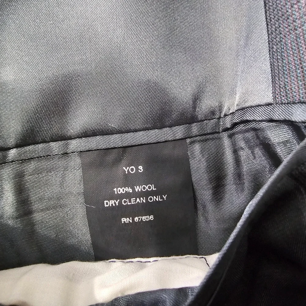 Yves Saint Laurent Double Breasted Suit 42R Gray Plaid Vintage Designer Business